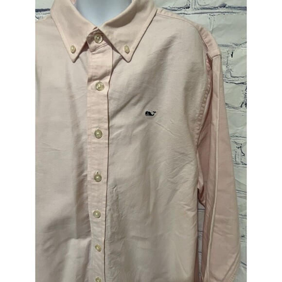 Vineyard Vines Whale Shirt Kids Boys Large 16 Pink Button Cotton Blend - Picture 2 of 6